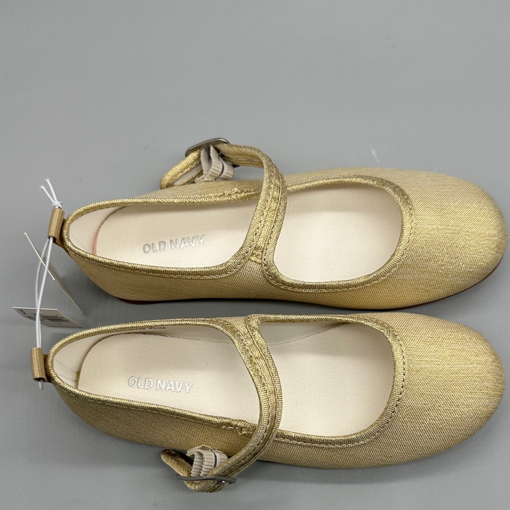 Old Navy Girls Metallic Gold Mary Jane Flats. Rand New - Picture 3 of 5